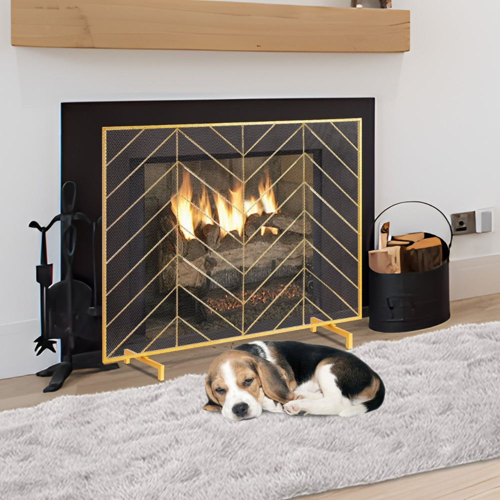 Fireplace Screen 1 Panel with Door Iron