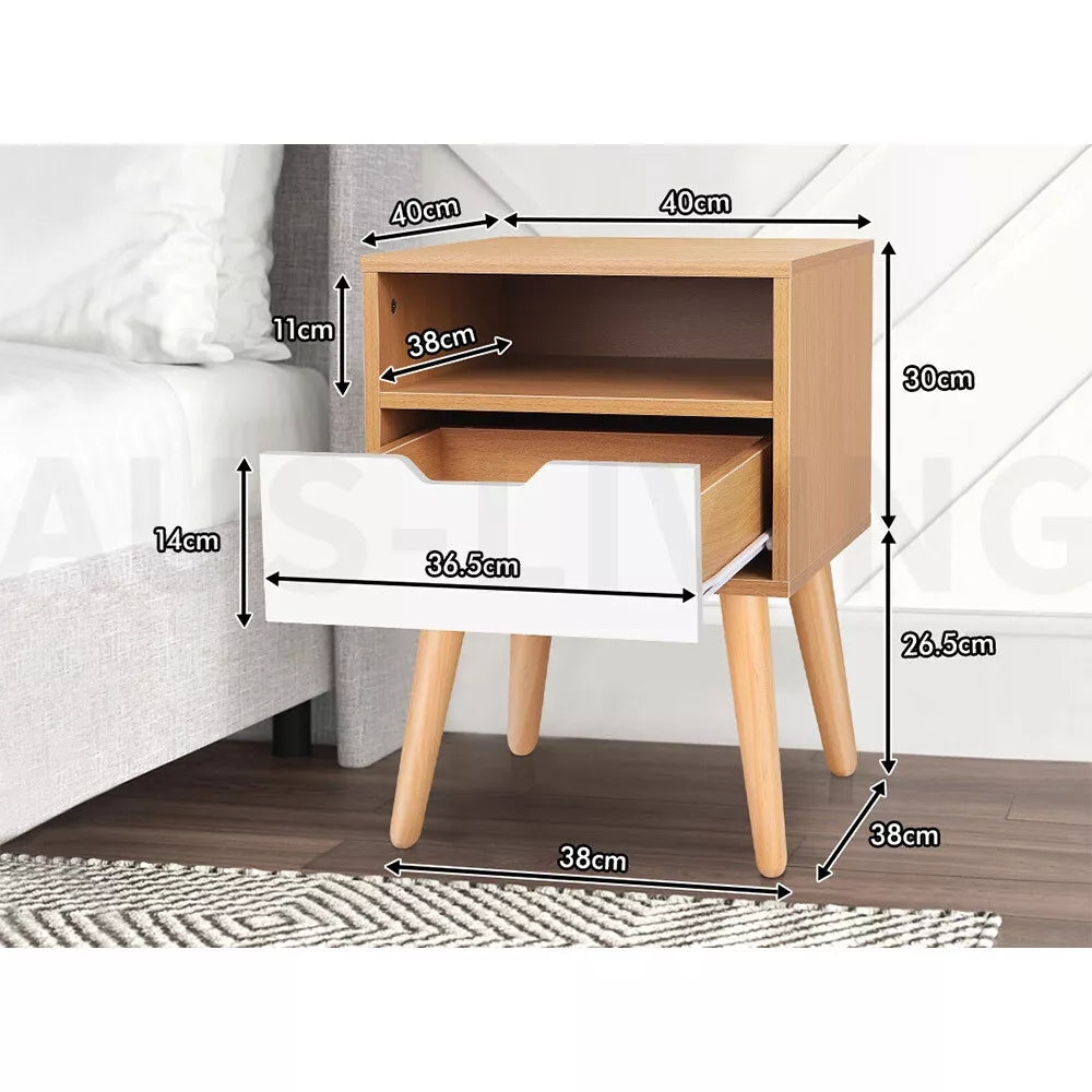 Bedside Table Nightstand Side Storage Cabinet Scandinavian