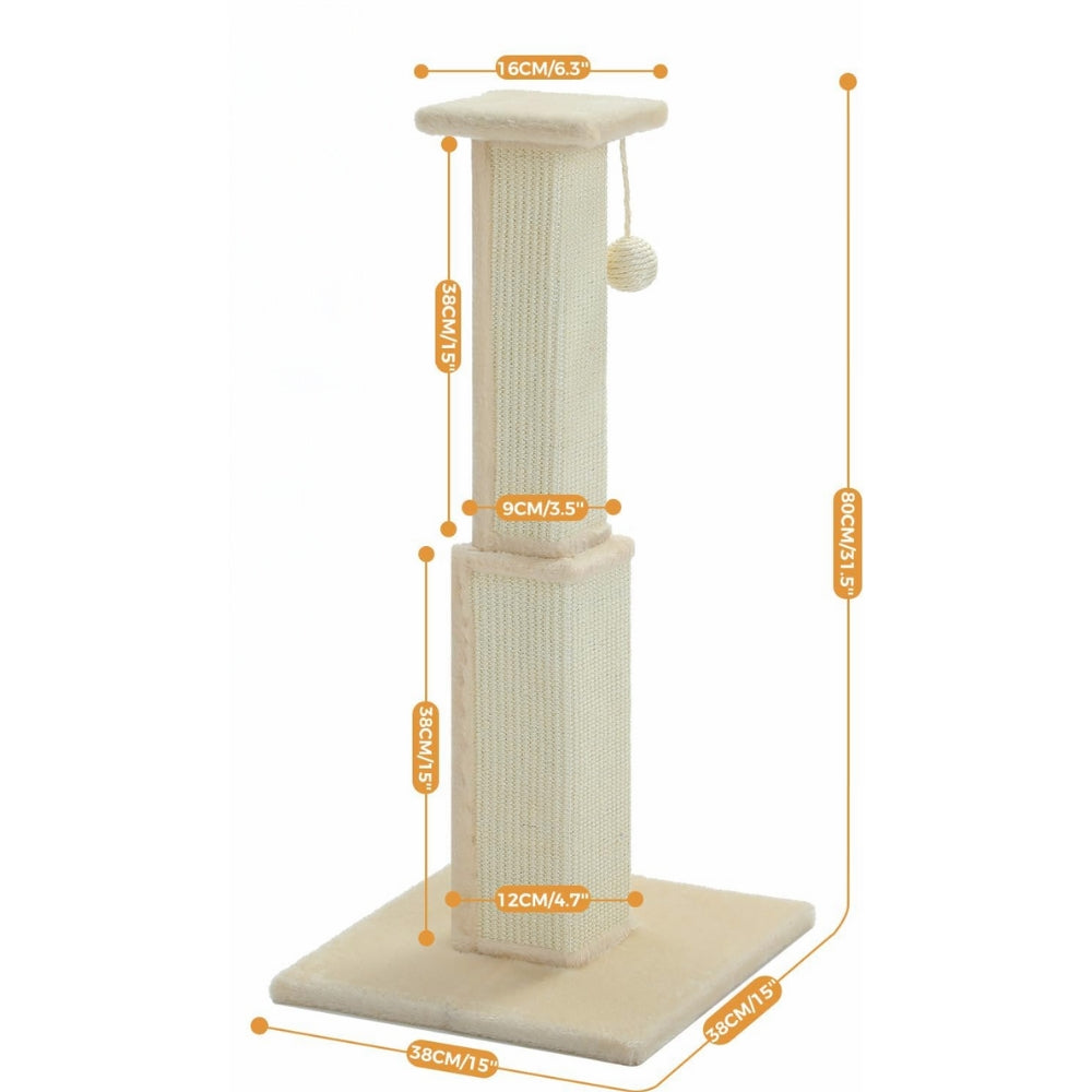 80CM Cat Scratching Post for Indoor Cat Scratcher with Nature Sisal Ball