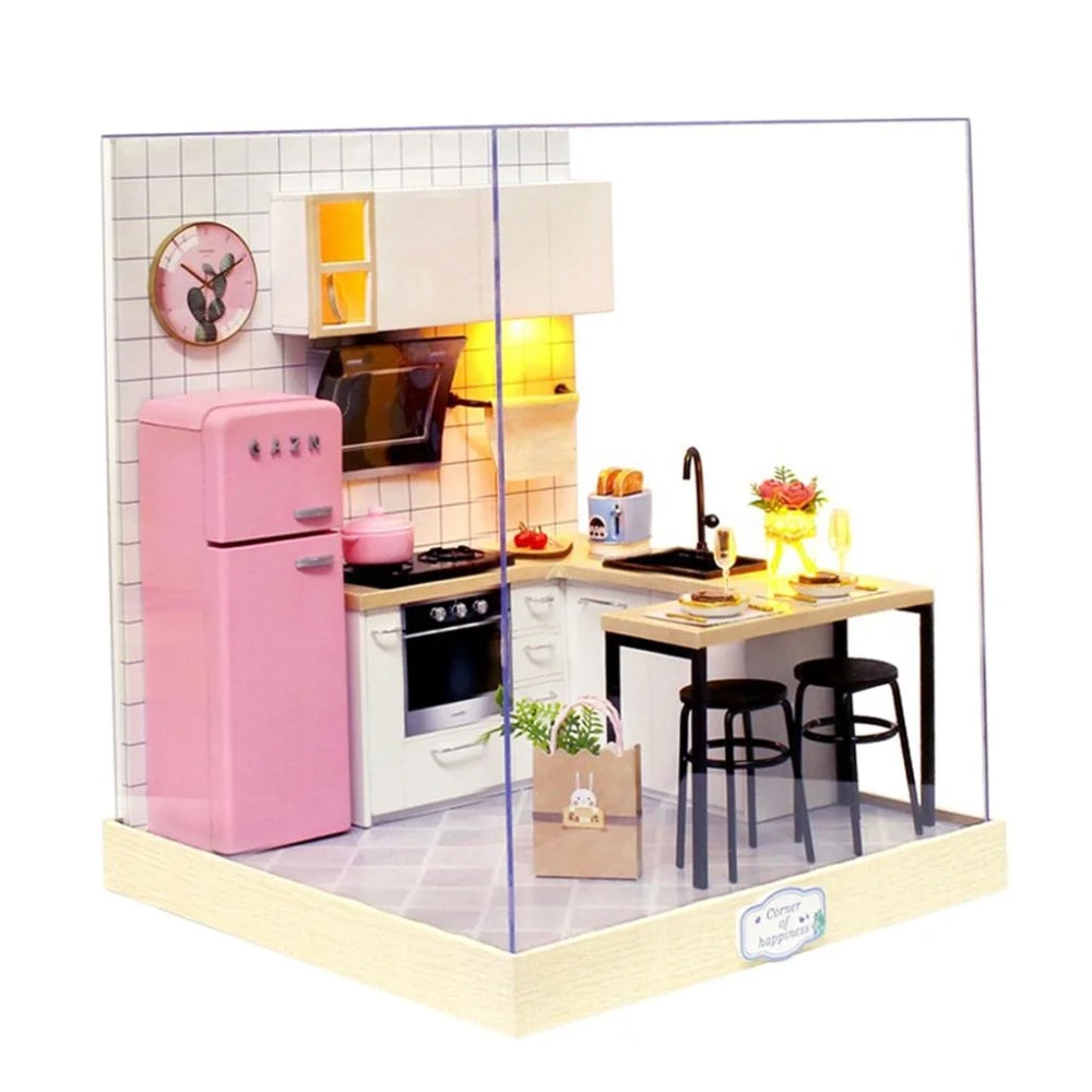 Magic Wooden Doll House Mini Kit DIY Handmade Assembly Model Building Room