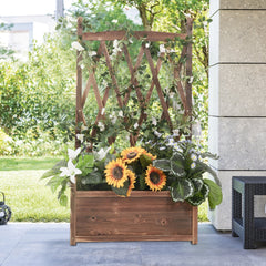 Wooden Raised Plant Garden Elevated Planter Box with Trellis