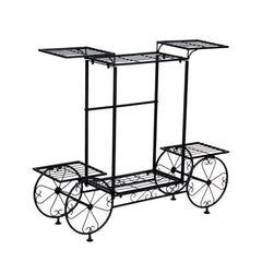 6 Tiers Metal Garden Cart Plant Stand Display Shelf Rack
