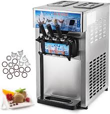 Electric Soft Ice Cream Machine Commercial Kitchen Appliances Three Flavors Big Output 220V 110V - Chic Cart 