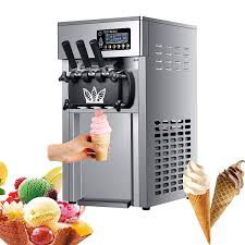 Electric Soft Ice Cream Machine Commercial Kitchen Appliances Three Flavors Big Output 220V 110V - Chic Cart 