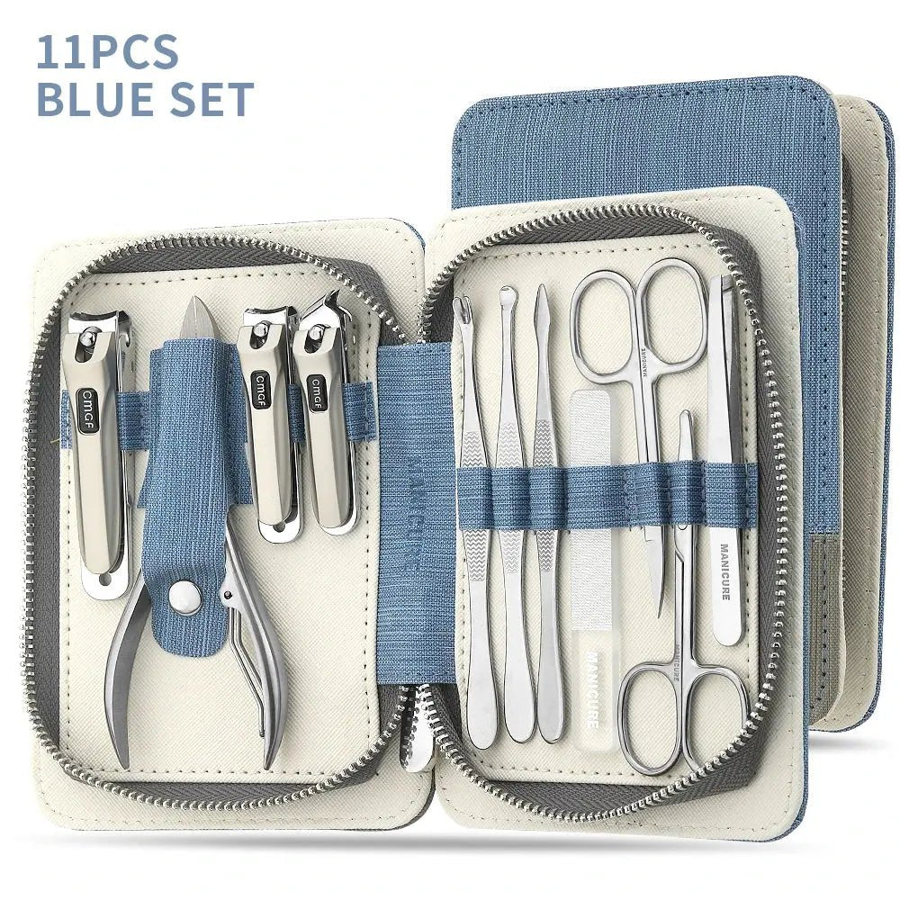 9 In 1 High Quality travel kit Stainless Steel Nail Clippers With Storage Bag For Men And Women, Household nail art tool - Chic Cart