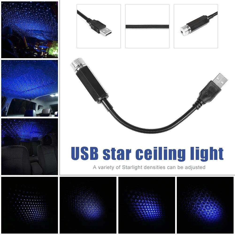 1 Pcs Mini LED Car Roof Star Night Lights Projector Light Interior Ambient Night Starry Sky USB LED Decorative Lights - Chic Cart