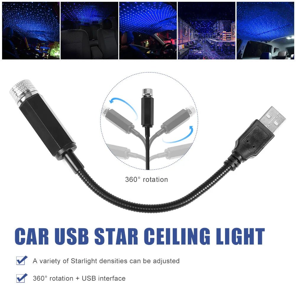 1 Pcs Mini LED Car Roof Star Night Lights Projector Light Interior Ambient Night Starry Sky USB LED Decorative Lights - Chic Cart