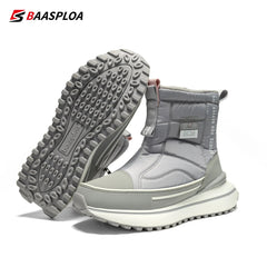 Baasploa Women Snow Boots Leather Waterproof Ankle Boots for Women Plush Warm Casual Shoes Comfort Walking Non - Slip Lace - Up - Chic Cart