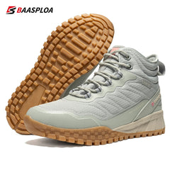 Baasploa Women Snow Boots Leather Waterproof Ankle Boots for Women Plush Warm Casual Shoes Comfort Walking Non - Slip Lace - Up - Chic Cart