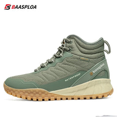 Baasploa Women Snow Boots Leather Waterproof Ankle Boots for Women Plush Warm Casual Shoes Comfort Walking Non - Slip Lace - Up - Chic Cart