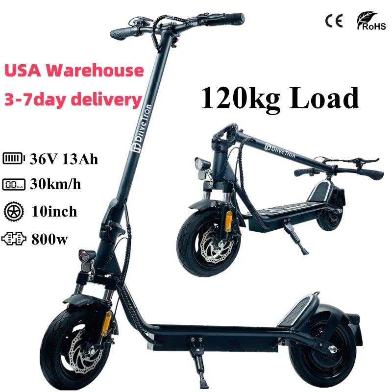 USA Adult 10inch Tubeless Tires 30km/h Speed 18.6mph 40KM Long Range 36V 13Ah 800W Electric Scooter Trottinettes Electriques - Chic Cart