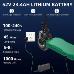1600W X750 Electric Scooter Adults 52V Fast Motor 65km/h & 80km Long Range 150kg Load Tax Free Folding Escooter - Chic Cart