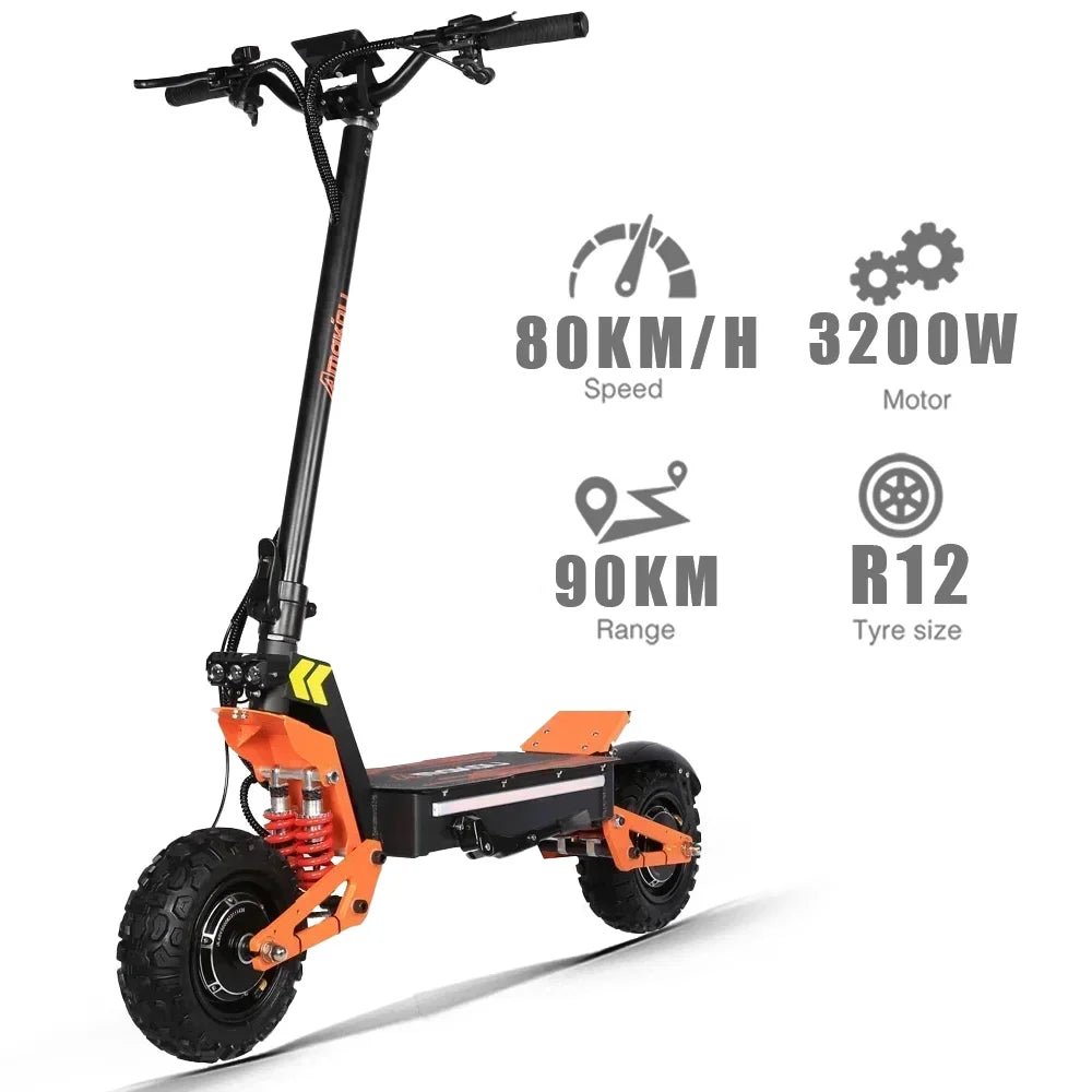 Foldable 6000W Dual Motor Adult Electric Scooter 12 inch Off - road Tyres 60V - 35AH Max Speed 80KM/H Max Range 90KM Hydraulic Brake - Chic Cart