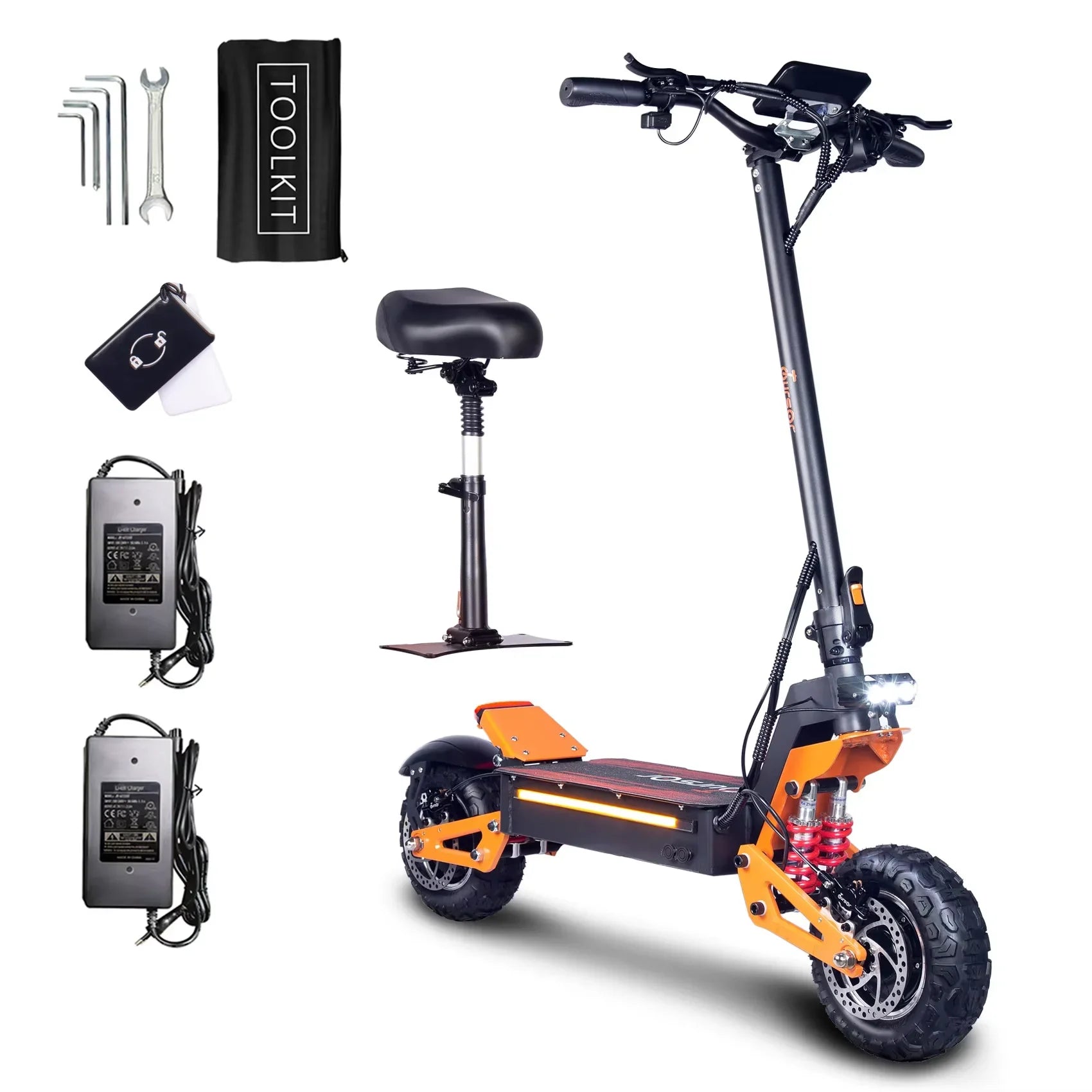 Foldable 6000W Dual Motor Adult Electric Scooter 12 inch Off - road Tyres 60V - 35AH Max Speed 80KM/H Max Range 90KM Hydraulic Brake - Chic Cart