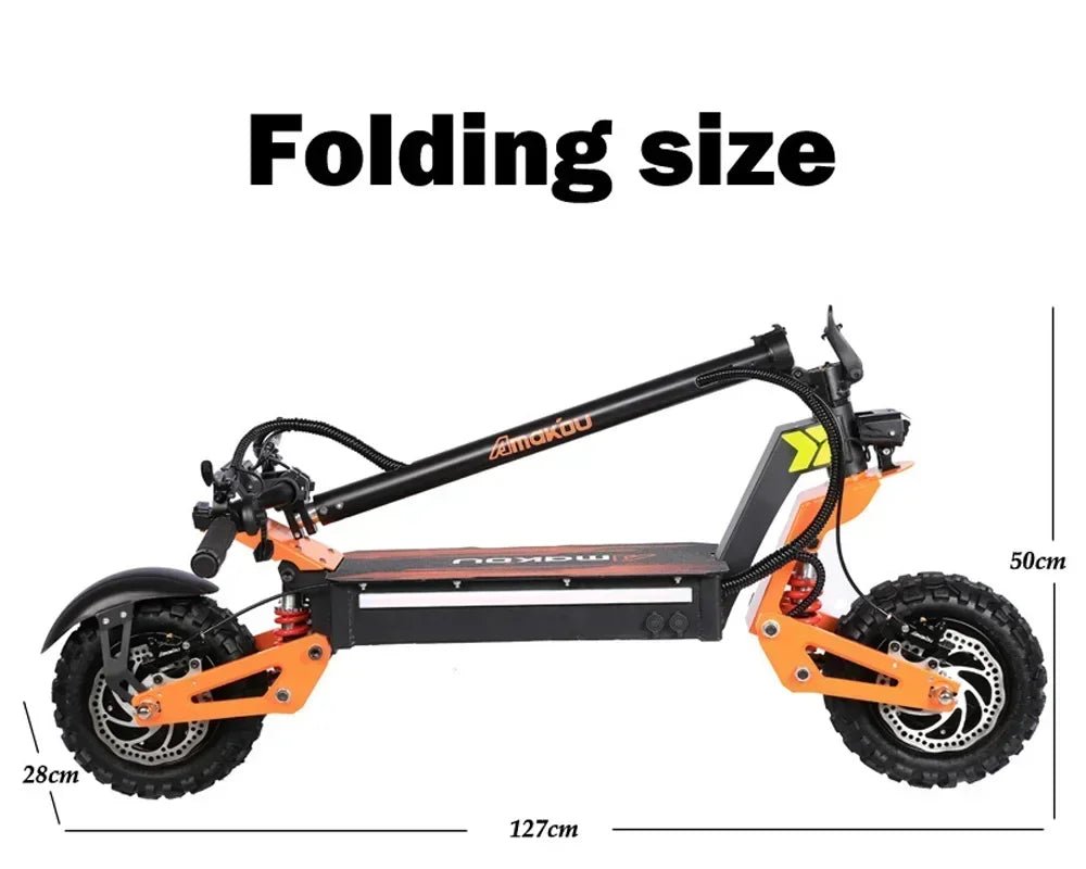 Foldable 6000W Dual Motor Adult Electric Scooter 12 inch Off - road Tyres 60V - 35AH Max Speed 80KM/H Max Range 90KM Hydraulic Brake - Chic Cart