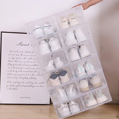 6pcs/Set Fold Plastic Shoes Case Thickened Transparent Drawer Case Plastic Shoe Boxes Stackable Box Shoe Organizer Shoebox - Chic Cart