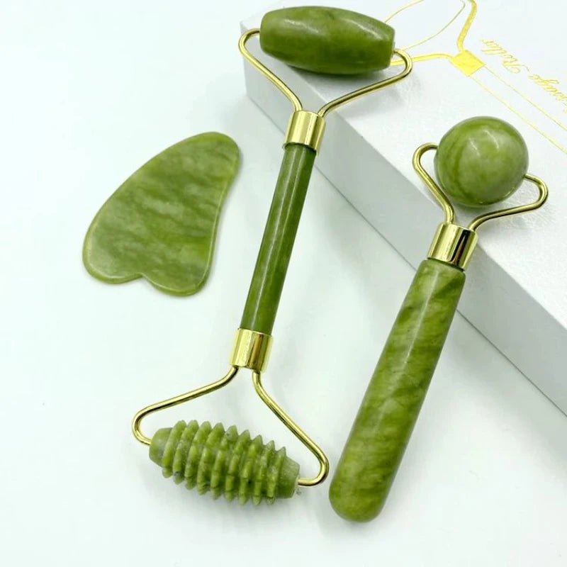 Natural Jade Face Massager Gua Sha Stone Face Guasha Masaje Facial Board Acupoint Eye Care SPA Massager Tool massage visage - Chic Cart