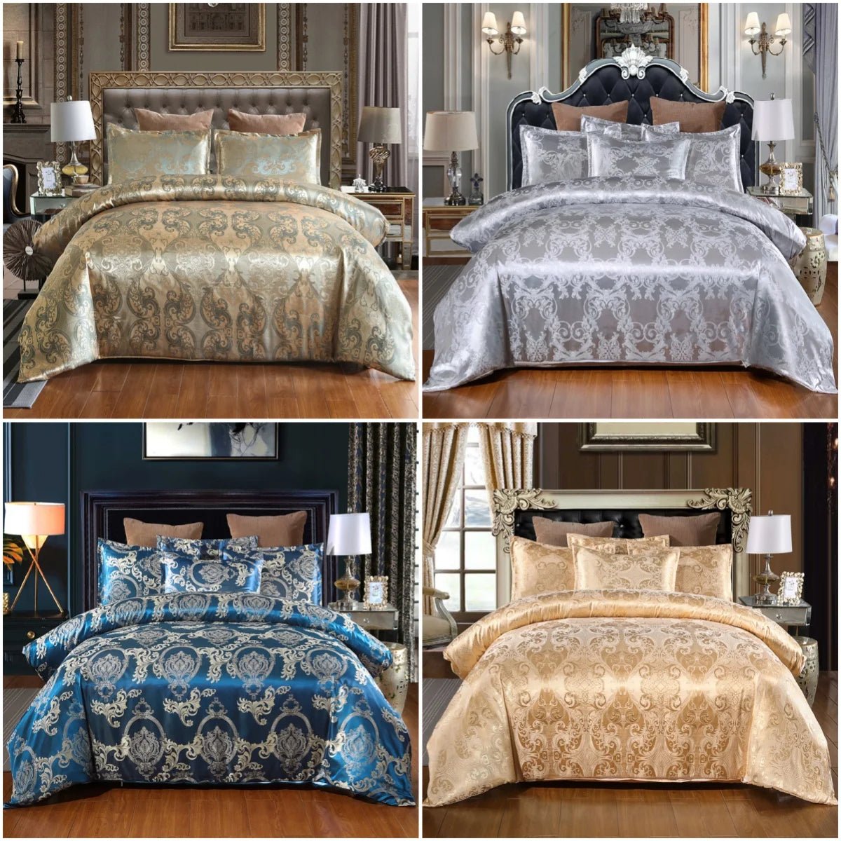 Luxury Floral Satin Duvet Set - 3 Pieces - Chic Cart