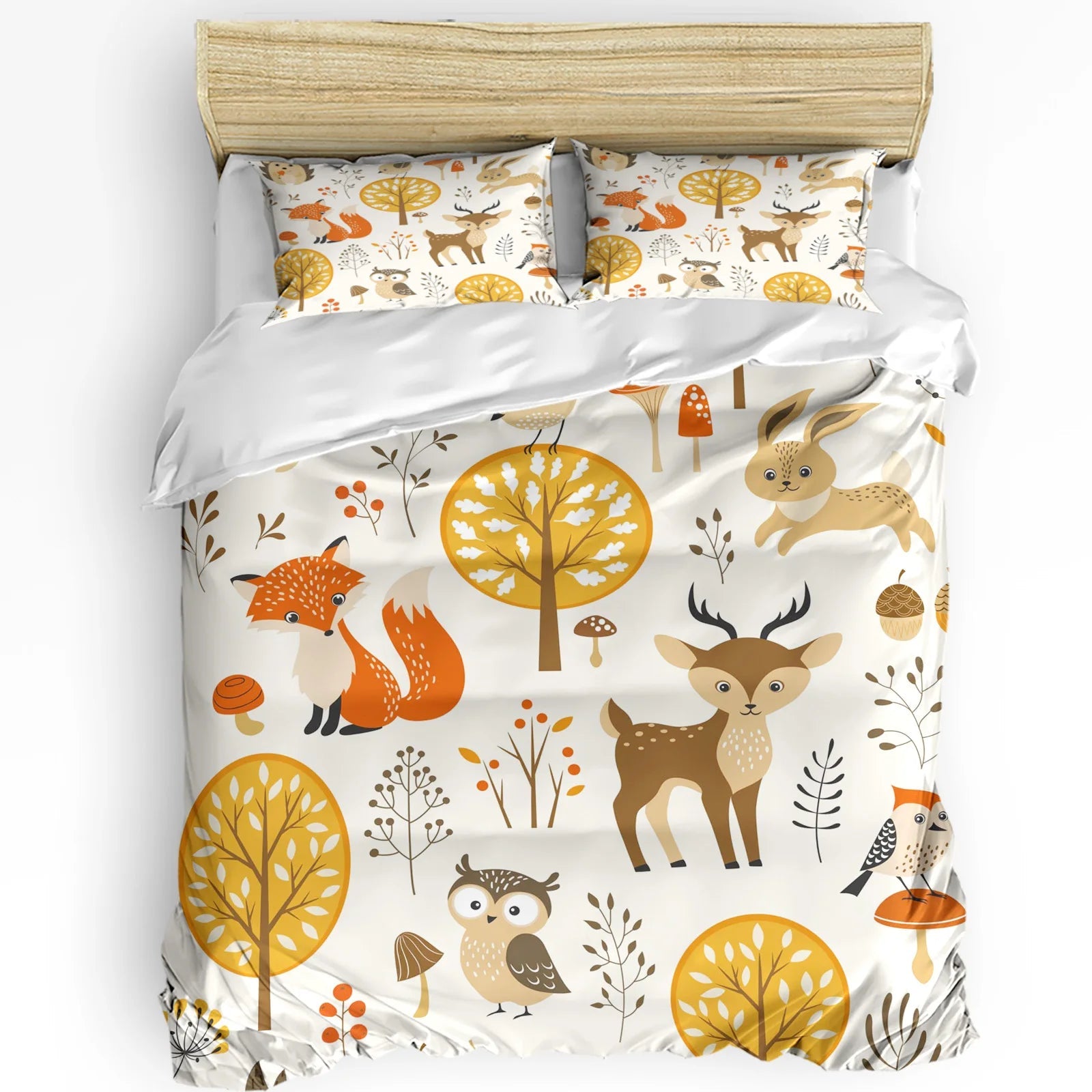 Jungle Animal Cartoon Giraffe Elephant Duvet Cover with Pillow Case Custom 3pcs Bedding Set Quilt Cover Double Bed Home Textile - Chic Cart