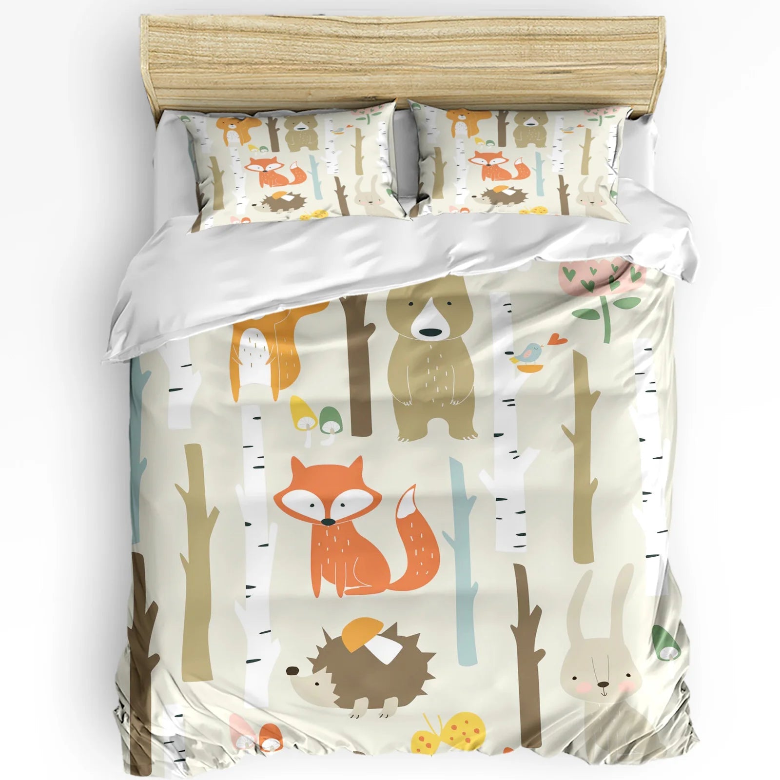 Jungle Animal Cartoon Giraffe Elephant Duvet Cover with Pillow Case Custom 3pcs Bedding Set Quilt Cover Double Bed Home Textile - Chic Cart