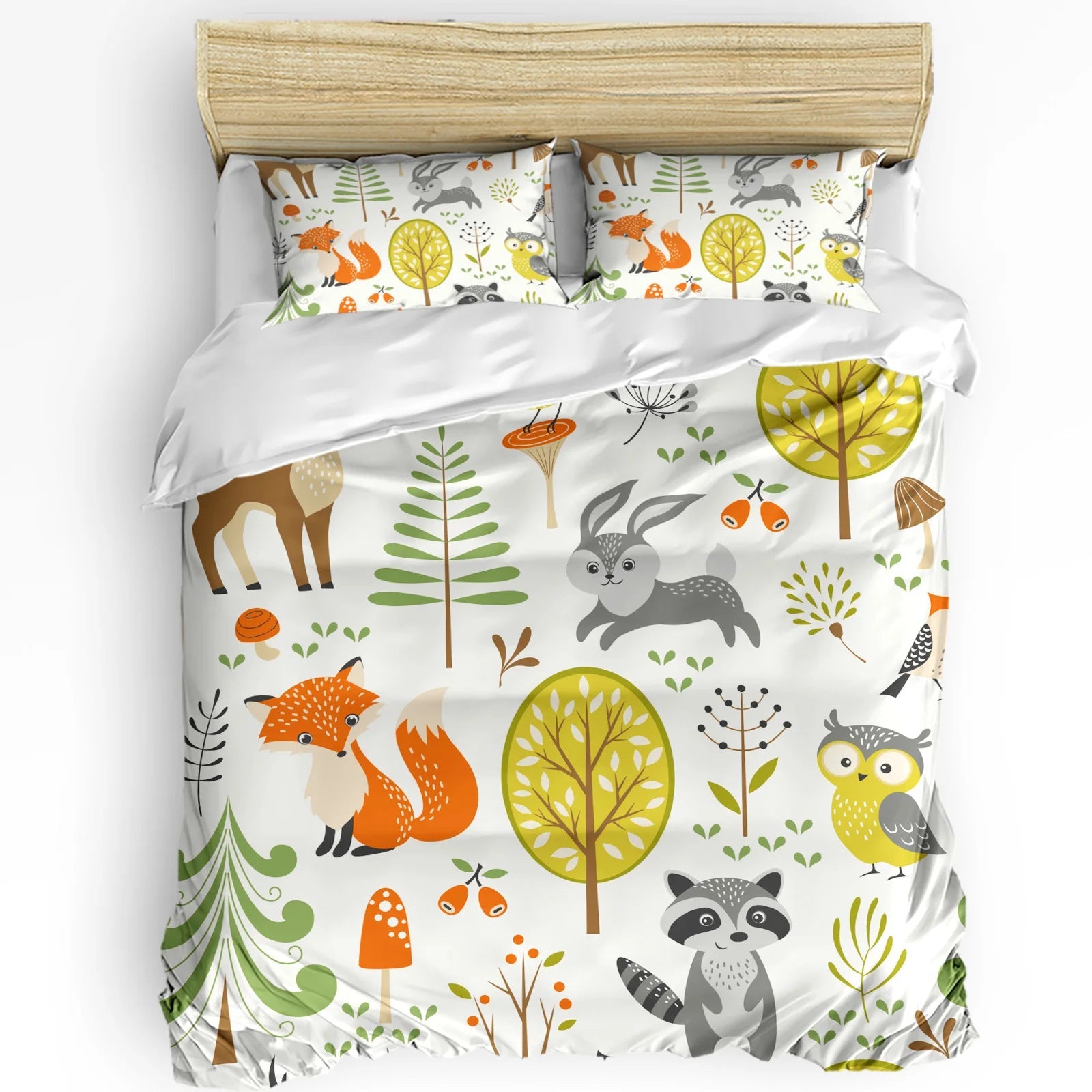 Jungle Animal Cartoon Giraffe Elephant Duvet Cover with Pillow Case Custom 3pcs Bedding Set Quilt Cover Double Bed Home Textile - Chic Cart
