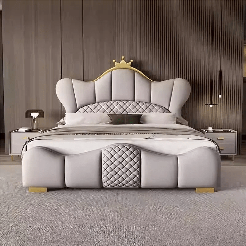 Luxury Nordic Double Bed with Leather Headboard - Chic Cart
