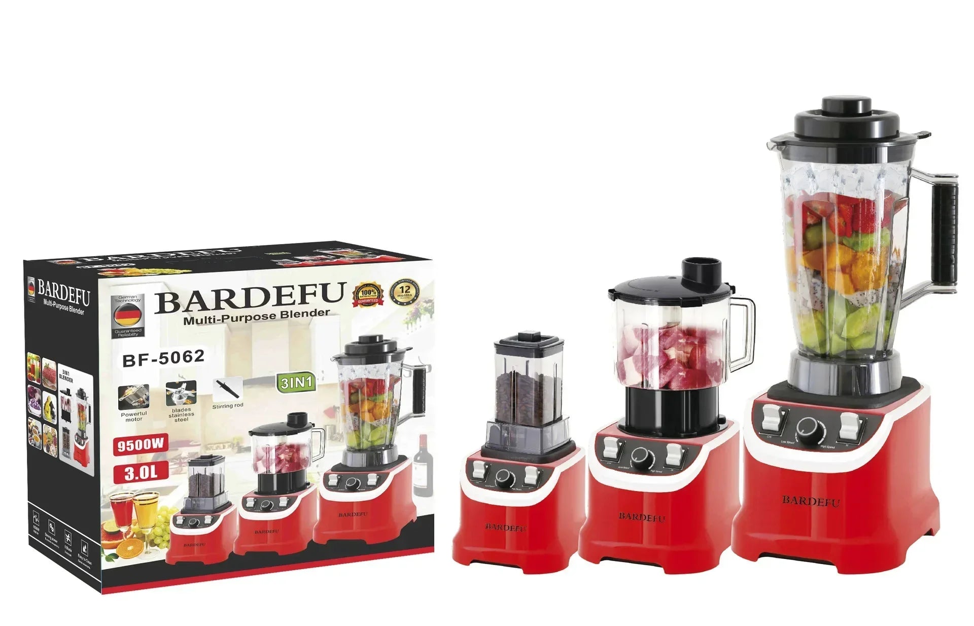 Multifunctional 3IN1 Blender Juicer Food Processor Meat Grinder Ice Crusher Large Capacity Household - Chic Cart