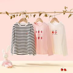 Children's Clothing Girls T-shirts Long - sleeved Girls Big Kids Sweet Cotton Bottoming Shirt - Chic Cart