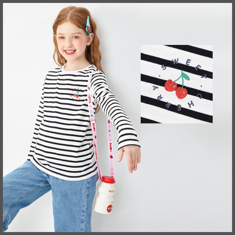 Children's Clothing Girls T-shirts Long - sleeved Girls Big Kids Sweet Cotton Bottoming Shirt - Chic Cart