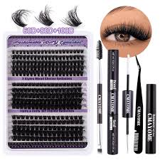 80D 100D DIY Lash clusters set 238PCS Fluffy false eyelashes Extensions Individual Lashes bond and seal Strong glue Kit make up - Chic Cart 