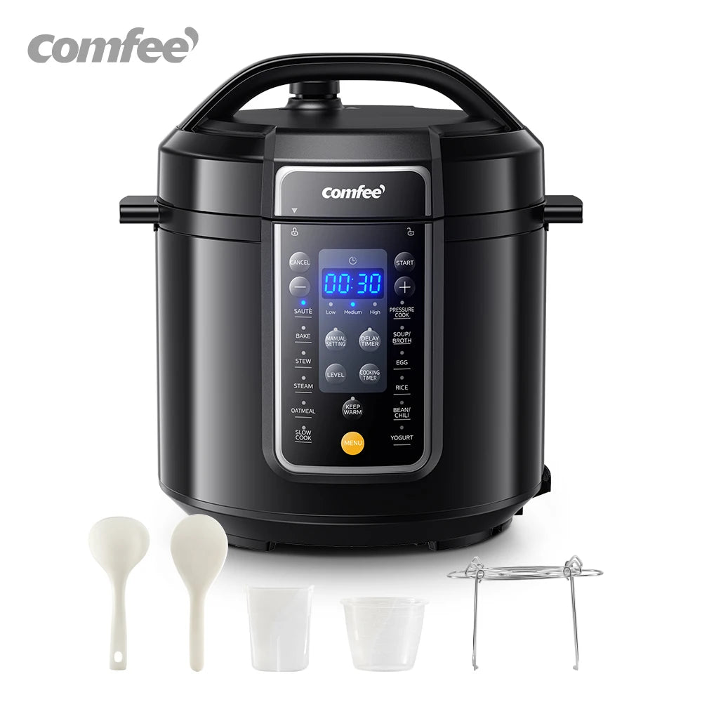 COMFEE’ 6 Quart 9 - in - 1 Electric Pressure Cooker 13 Presets Instant Multi Cooker Olla de Presion Slow Rice Cooker Non - Stick Pot - Chic Cart