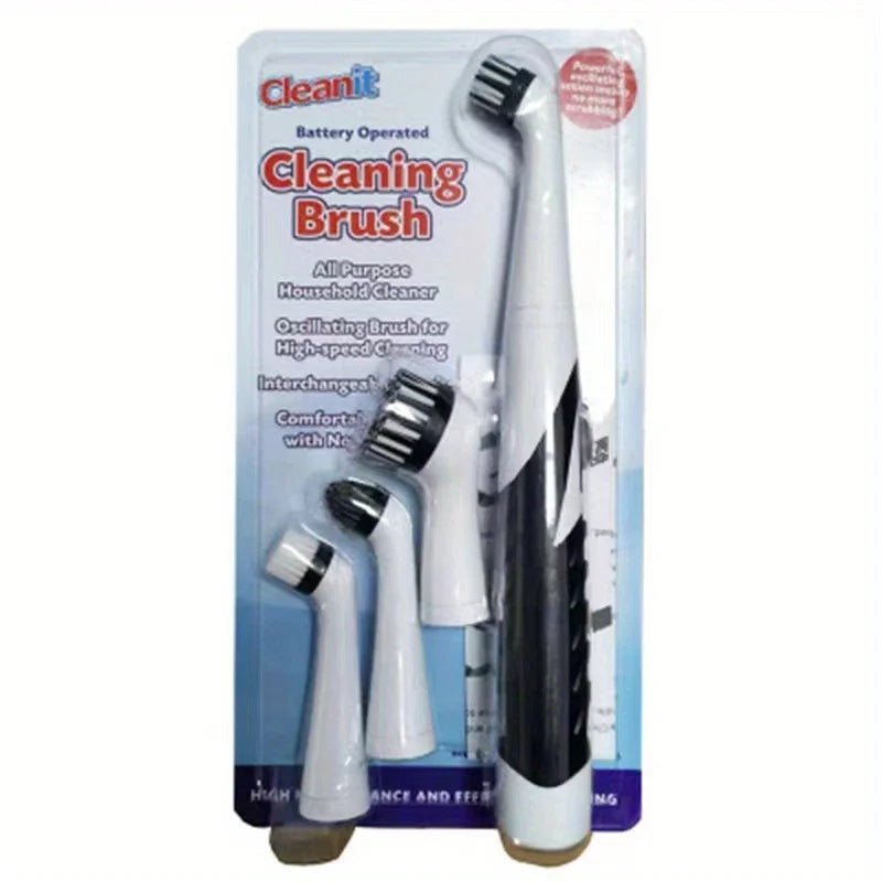 Cleaning brush Sonic Scrubber, Cleaning Tool With 4 Brushes Multifunctional Electric Cleaning Brush Cleaning Supplies - Chic Cart
