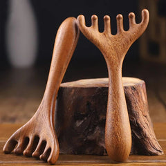 Head Meridian Massage Comb Anti - static Natural Wooden Wide Tooth Six - Claw Gua Sha Tool Scratcher Spa Promote Blood Circulation - Chic Cart