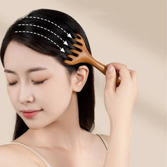 Head Meridian Massage Comb Anti - static Natural Wooden Wide Tooth Six - Claw Gua Sha Tool Scratcher Spa Promote Blood Circulation - Chic Cart