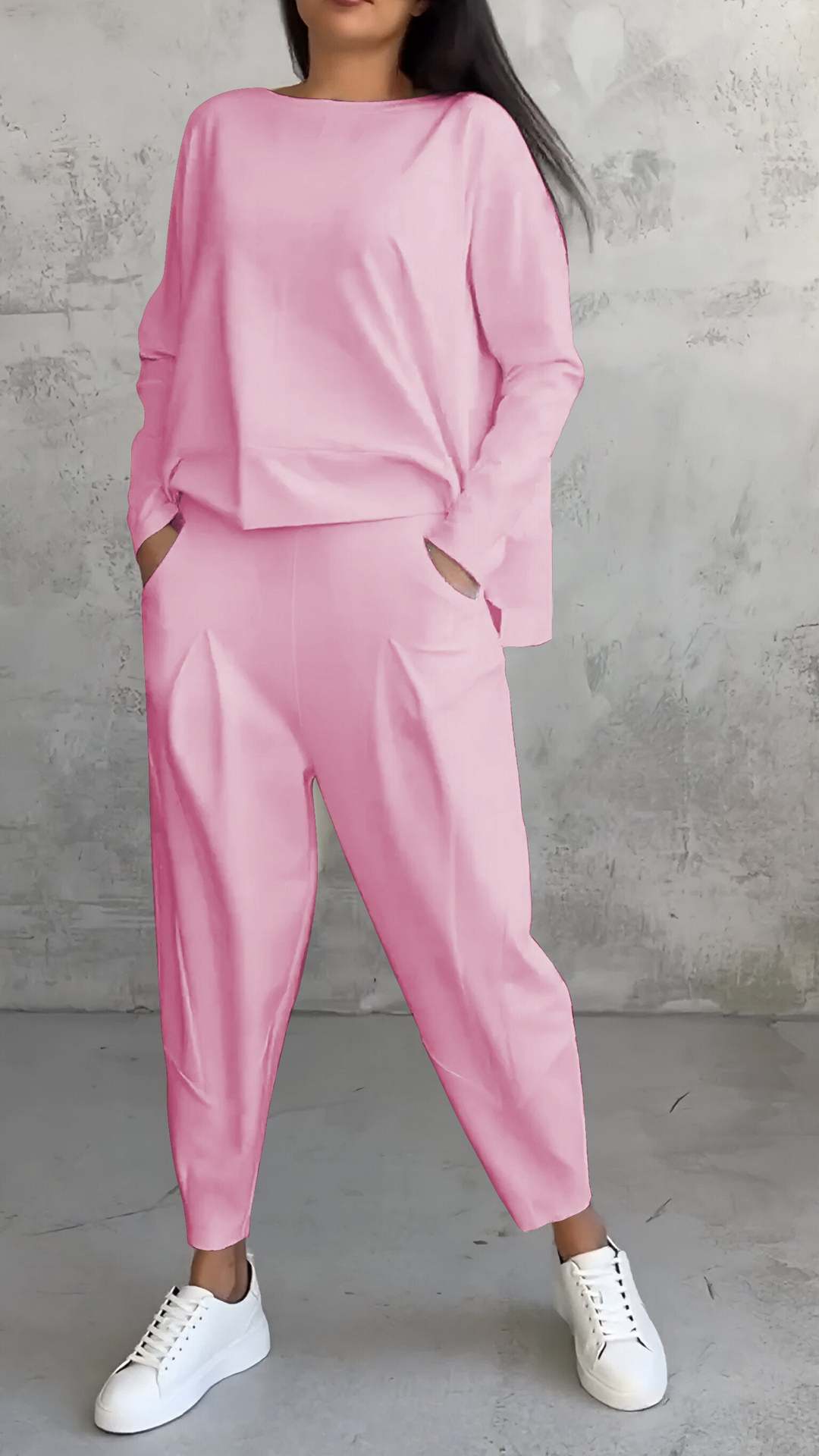 Women's Irregular Design Long - sleeved Sweater Harem Pants Suit - Chic Cart