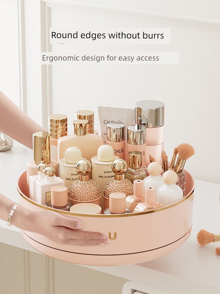 Rotate Cosmetics Storage Box Desktop Dresser Fancy Skincare Shelves Lipstick Perfume Storage Tray - Chic Cart