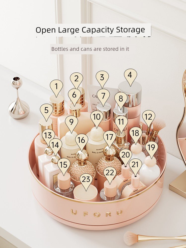 Rotate Cosmetics Storage Box Desktop Dresser Fancy Skincare Shelves Lipstick Perfume Storage Tray - Chic Cart