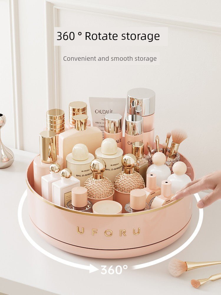Rotate Cosmetics Storage Box Desktop Dresser Fancy Skincare Shelves Lipstick Perfume Storage Tray - Chic Cart