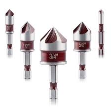 EZARC 5PCS Countersink Drill Bit Set for Metal, 1/4 Inch Hex Shank Countersunk Bits 82 Degree 5 Flute, 1/4” 3/8” 1/2” 5/8” 3 - Chic Cart