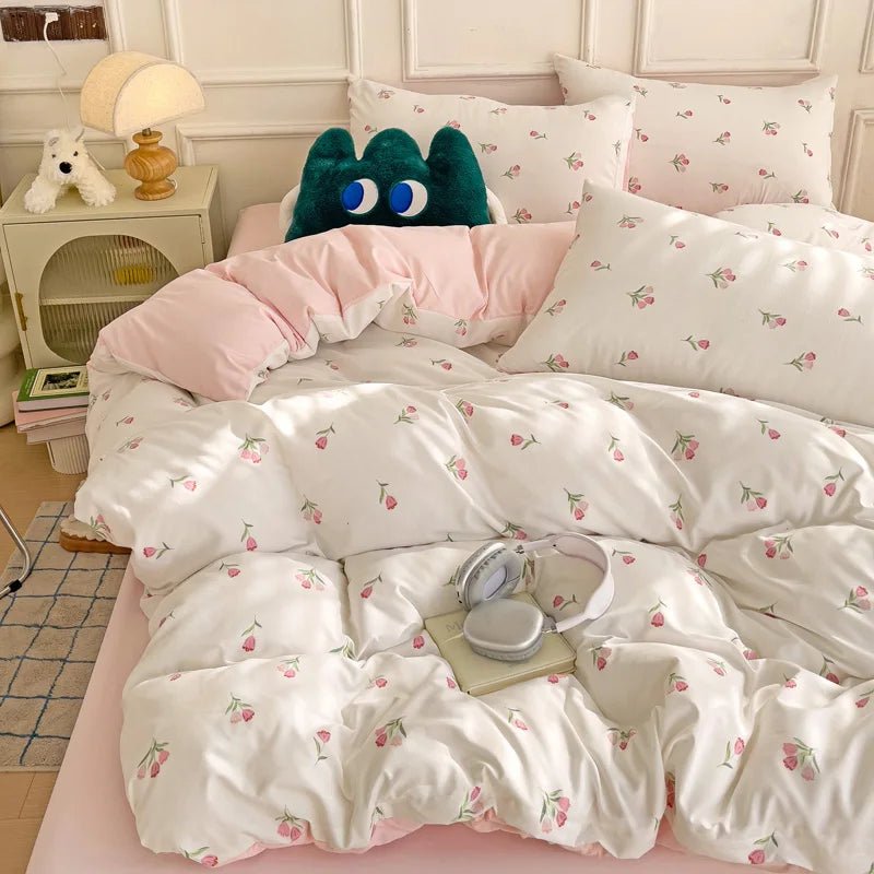 Floral Heart Duvet & Pillowcase Set - 3 Piece - Chic Cart