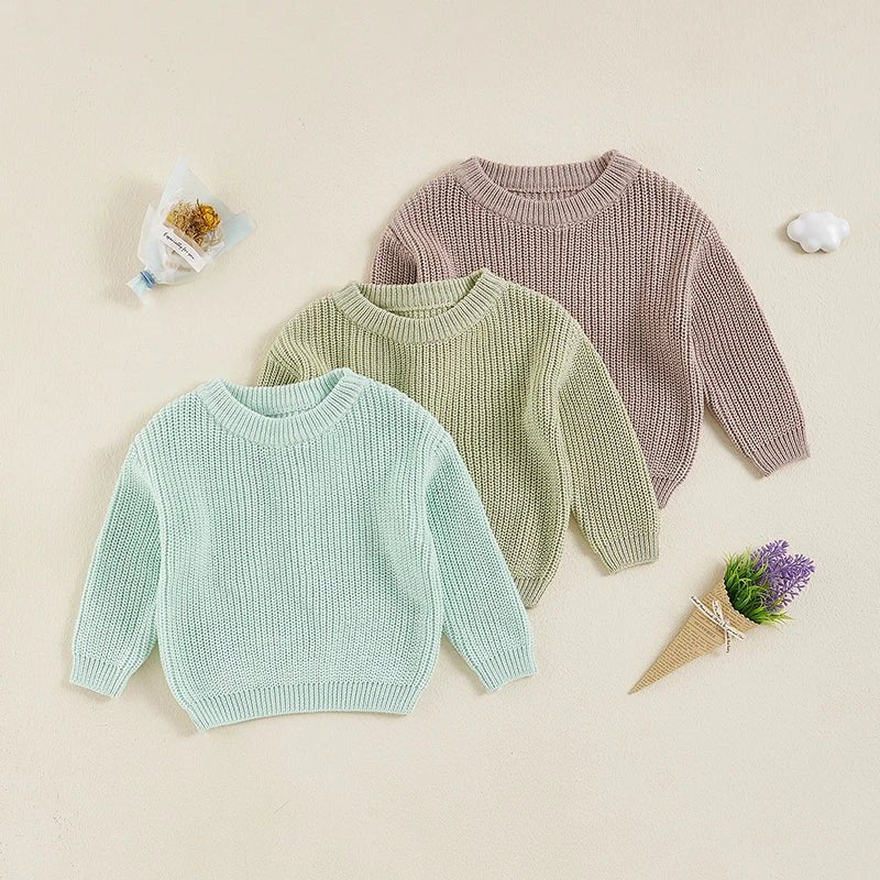 0 - 5Yrs Baby Boys Girls Knit Sweater Clothes 2024 New Toddler Infant Newborn Knitwear Soft Spring Long Sleeve Baby Pullover Tops - Chic Cart