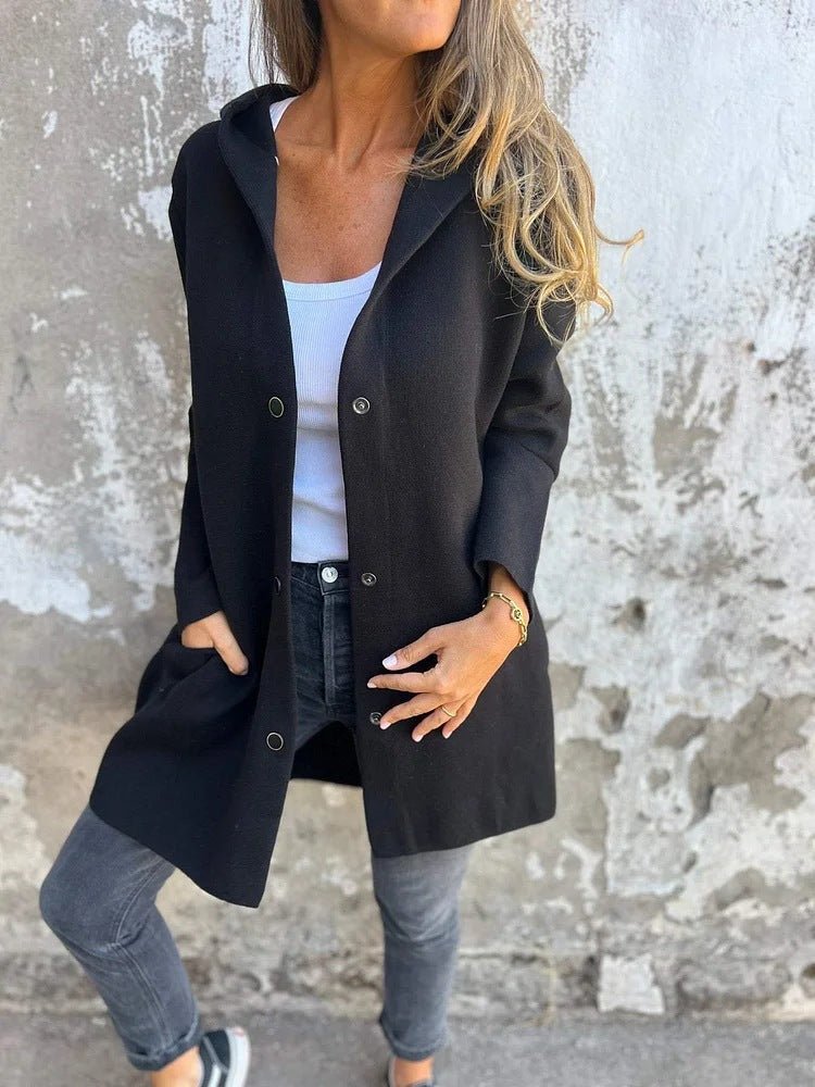Casual Hooded Single - Breasted Cardigan Fashion Loose Solid Color Jacket Spring And Autumn Women's Clothing - Chic Cart