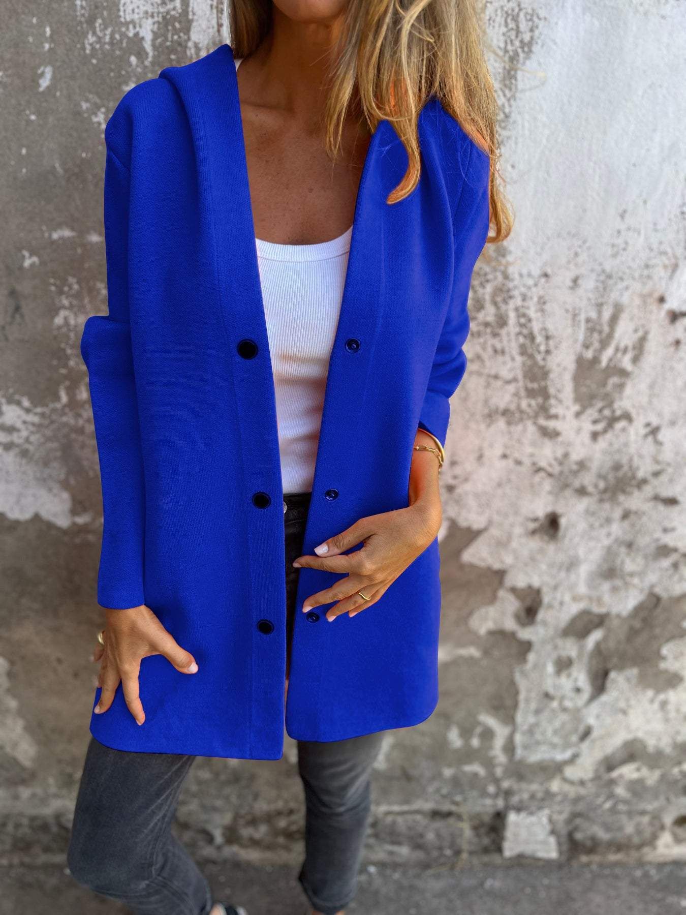 Casual Hooded Single - Breasted Cardigan Fashion Loose Solid Color Jacket Spring And Autumn Women's Clothing - Chic Cart