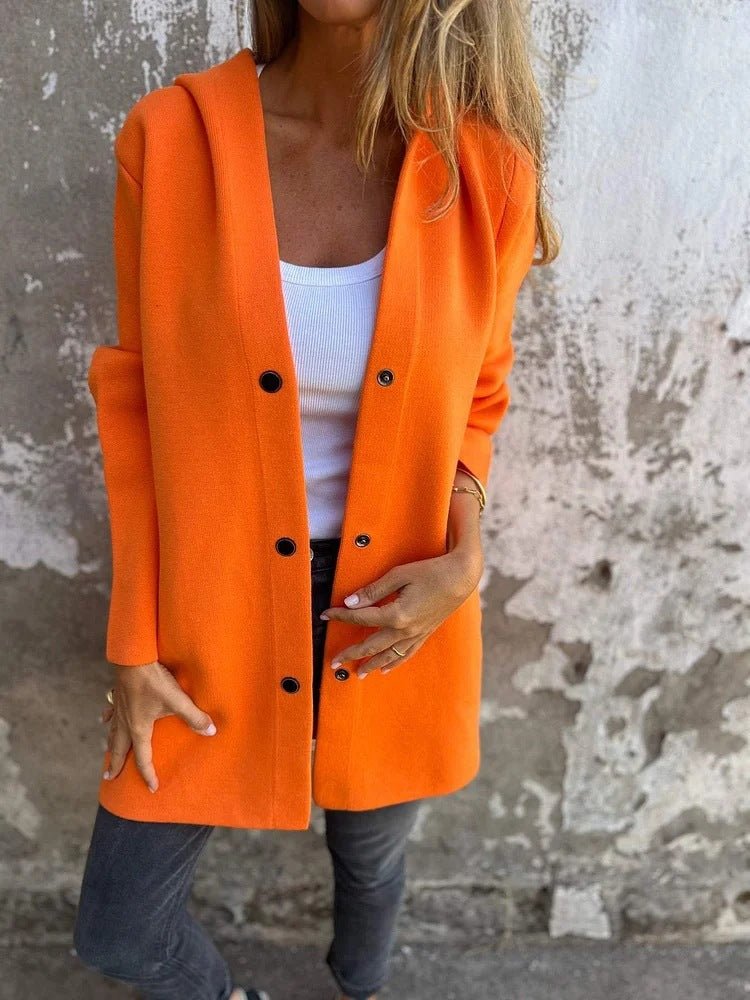 Casual Hooded Single - Breasted Cardigan Fashion Loose Solid Color Jacket Spring And Autumn Women's Clothing - Chic Cart