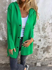 Casual Hooded Single - Breasted Cardigan Fashion Loose Solid Color Jacket Spring And Autumn Women's Clothing - Chic Cart