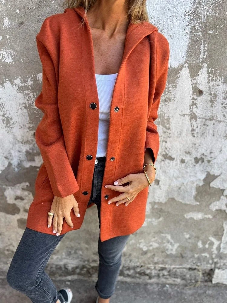 Casual Hooded Single - Breasted Cardigan Fashion Loose Solid Color Jacket Spring And Autumn Women's Clothing - Chic Cart