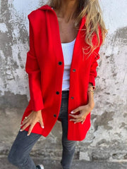 Casual Hooded Single - Breasted Cardigan Fashion Loose Solid Color Jacket Spring And Autumn Women's Clothing - Chic Cart
