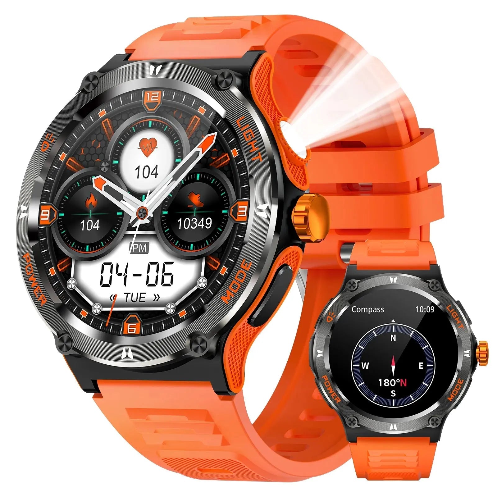 EIGIIS Smart Watch 3ATM Waterproof 1.53" KT76 Men Sport With Compass And LED Flashlight Heart Rate Sleep Analysis Bluetooth Call - Chic Cart