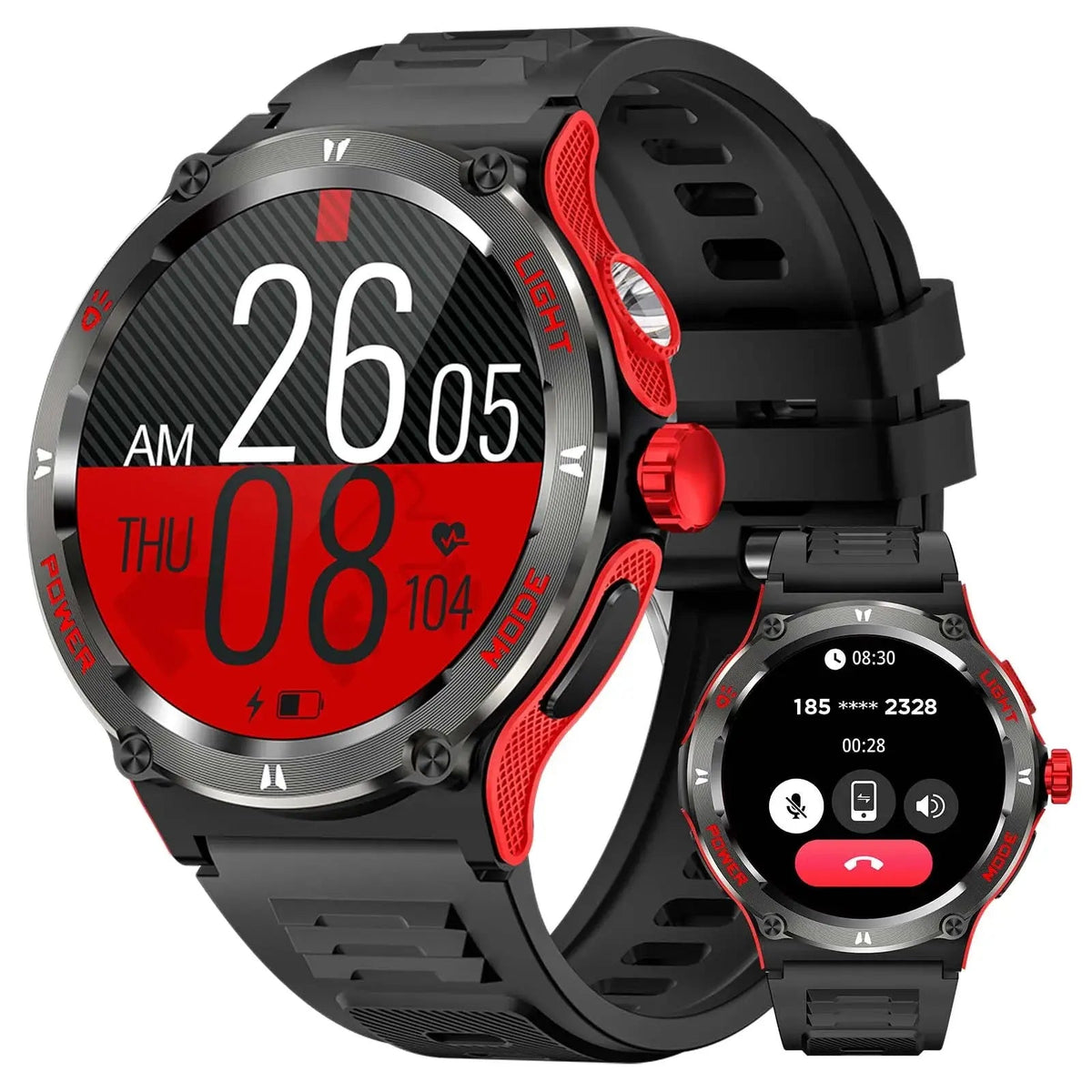 EIGIIS Smart Watch 3ATM Waterproof 1.53" KT76 Men Sport With Compass And LED Flashlight Heart Rate Sleep Analysis Bluetooth Call - Chic Cart