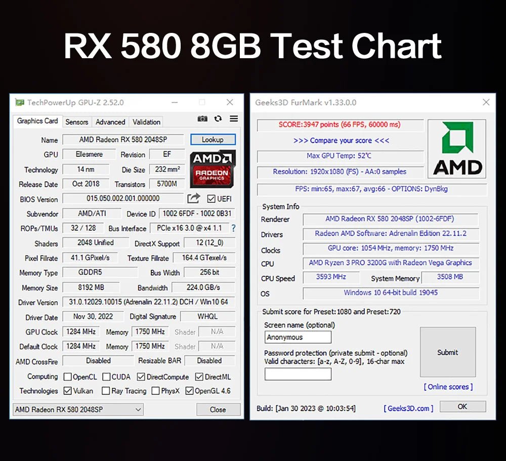 MLLSE AMD RX 580 8GB 2048SP Gaming Graphics Card GDDR5 256Bit PCI - E 3.0 ×16 8Pin Radeon GPU Rx 580 Video Card Placa De Video - Chic Cart